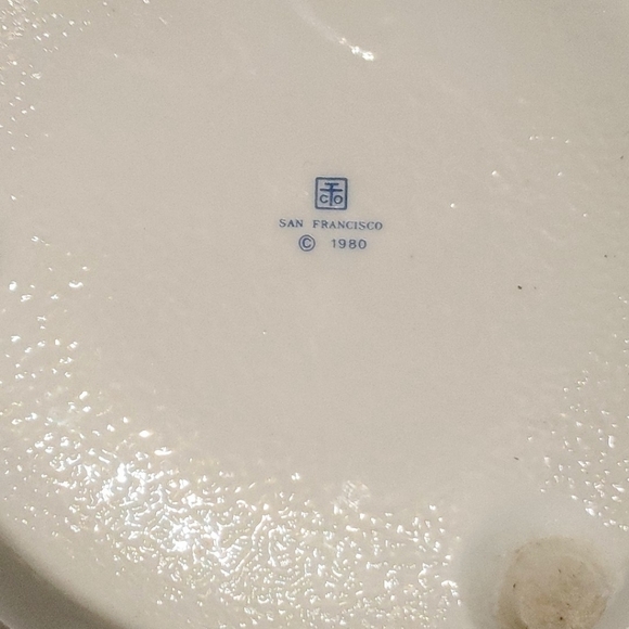 Vtg 1980 Ceramic Cachepot 3 Footed Planter Vase Bowl Floral Design San Francisco - Picture 9 of 14